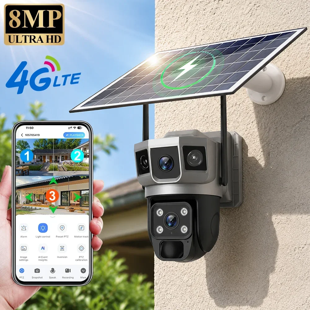 Home Security News - V380 4K 3 Screens 4G Camera
