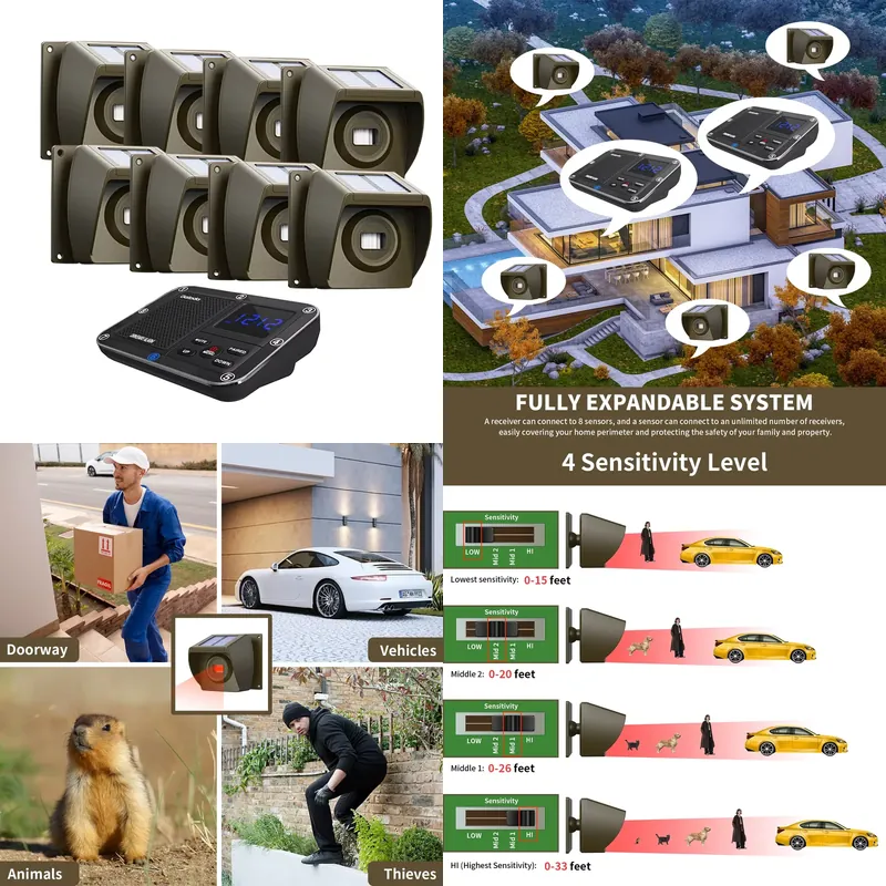 Home Security System - Outdoor Solar - Powered Wireless Driveway