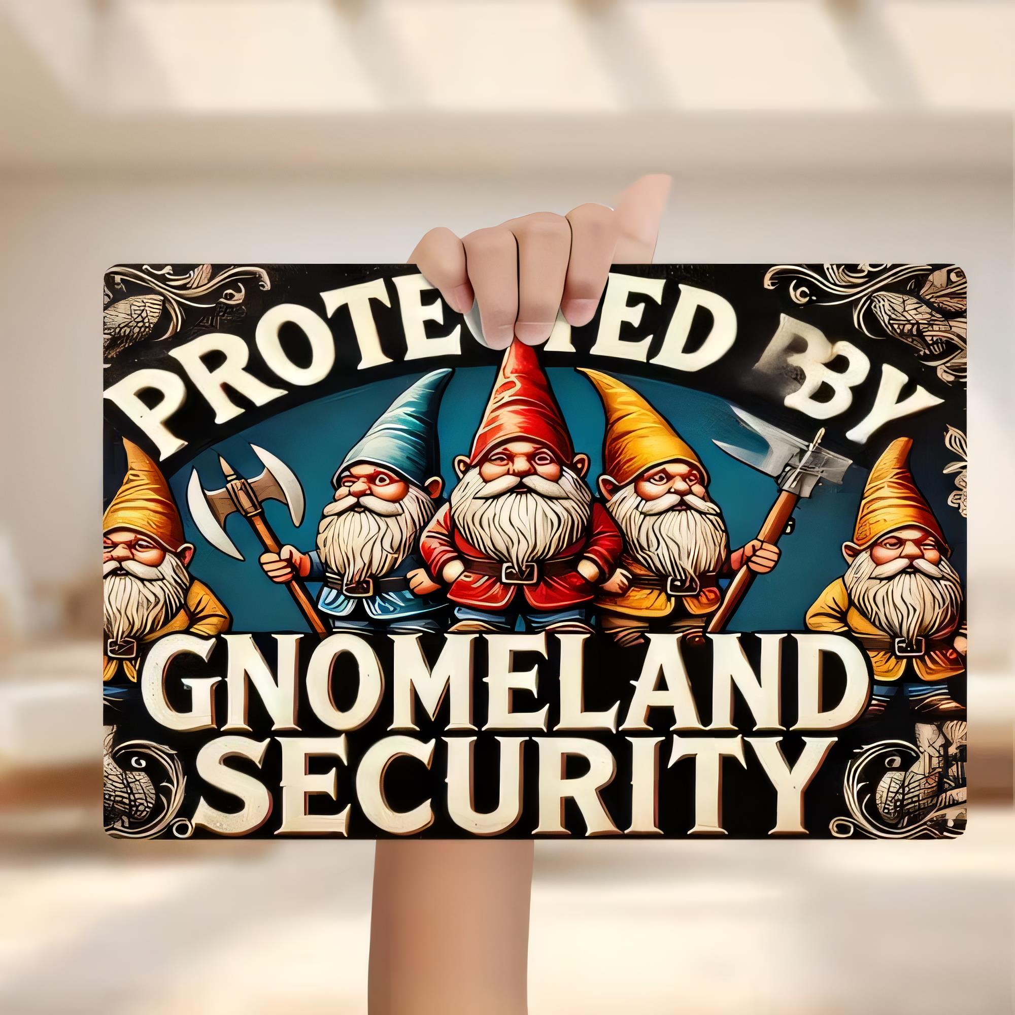 Tin Sign, Protected By Gnome L - Home Security Land 评论和价格