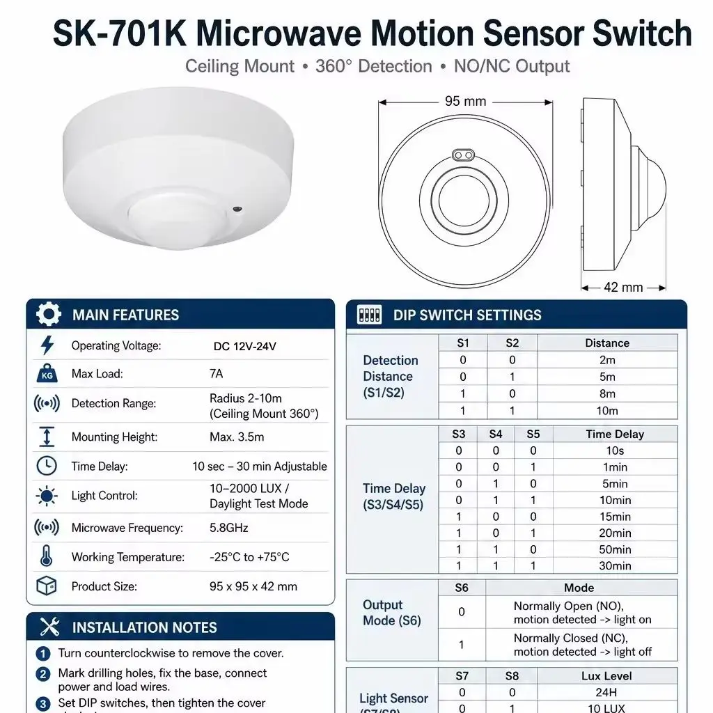 Ceiling Mounted DC12V-24V Micr - Home Security Radar System 评论和价格
