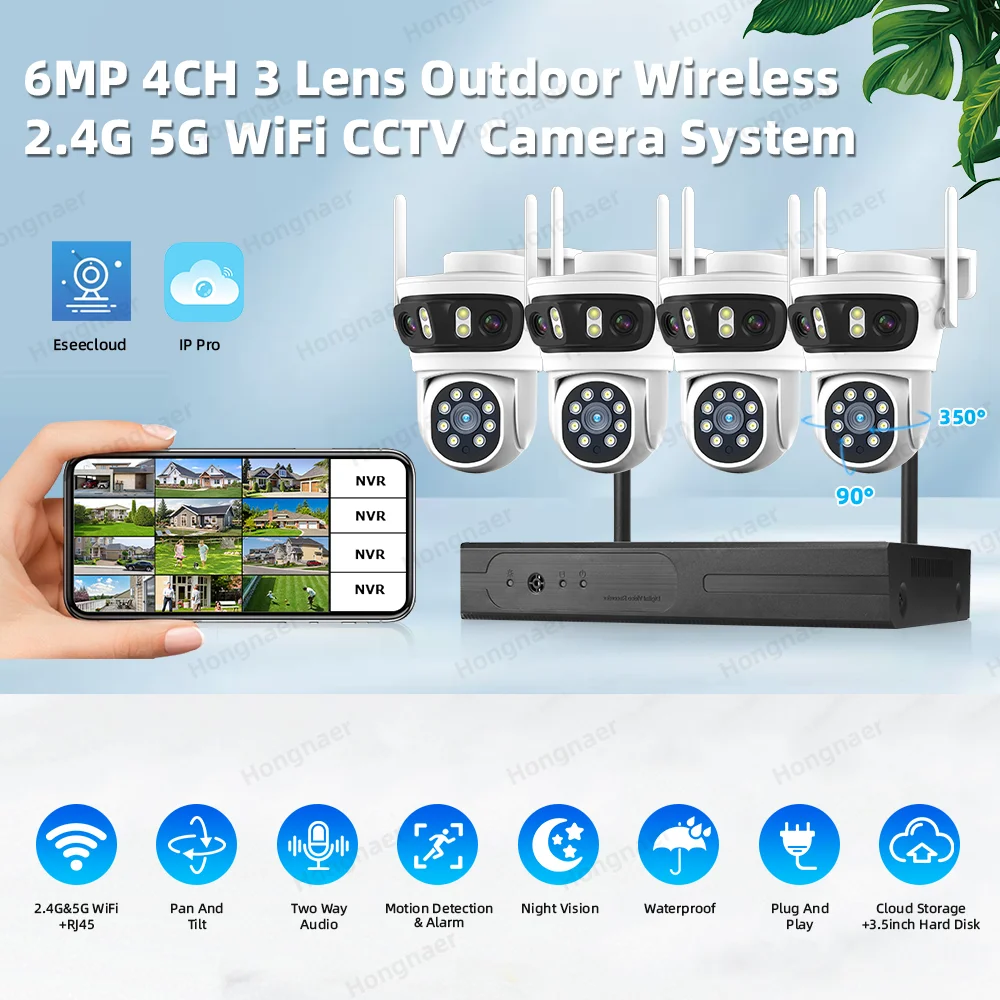 2026 Hongnaer 6MP 4CH 3 Lens 2 - Home Security Camera 评论和价格