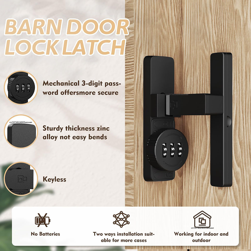 Security Barn Door Lock 3-Digi - Home Security For Doors 评论和价格
