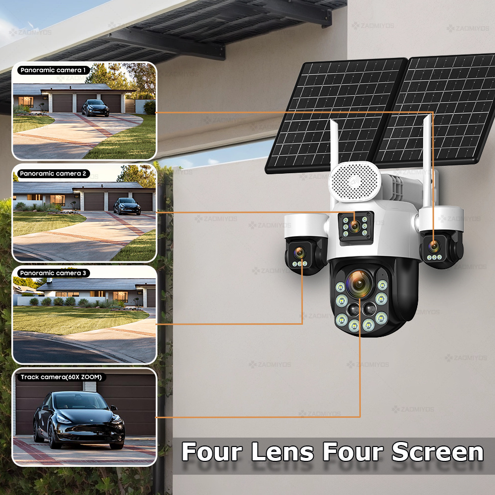 4 Lens Outdoor 360° Surveillan - Home Security News 评论和价格