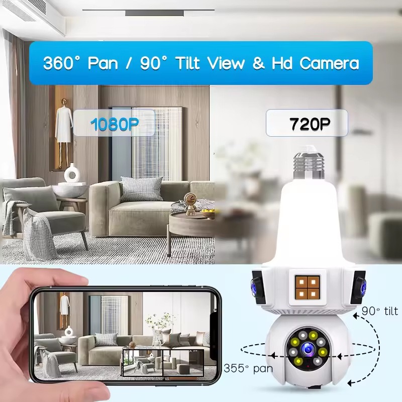 6MP V380pro APP Dual Lens Full - Home Security Flood Lights 评论和价格