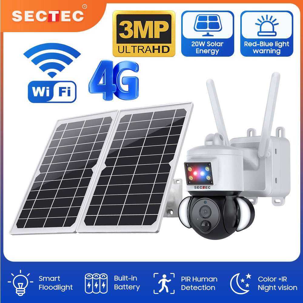 SECTEC 20W Solar Battery Red B - Home Security Flood Lights 评论和价格