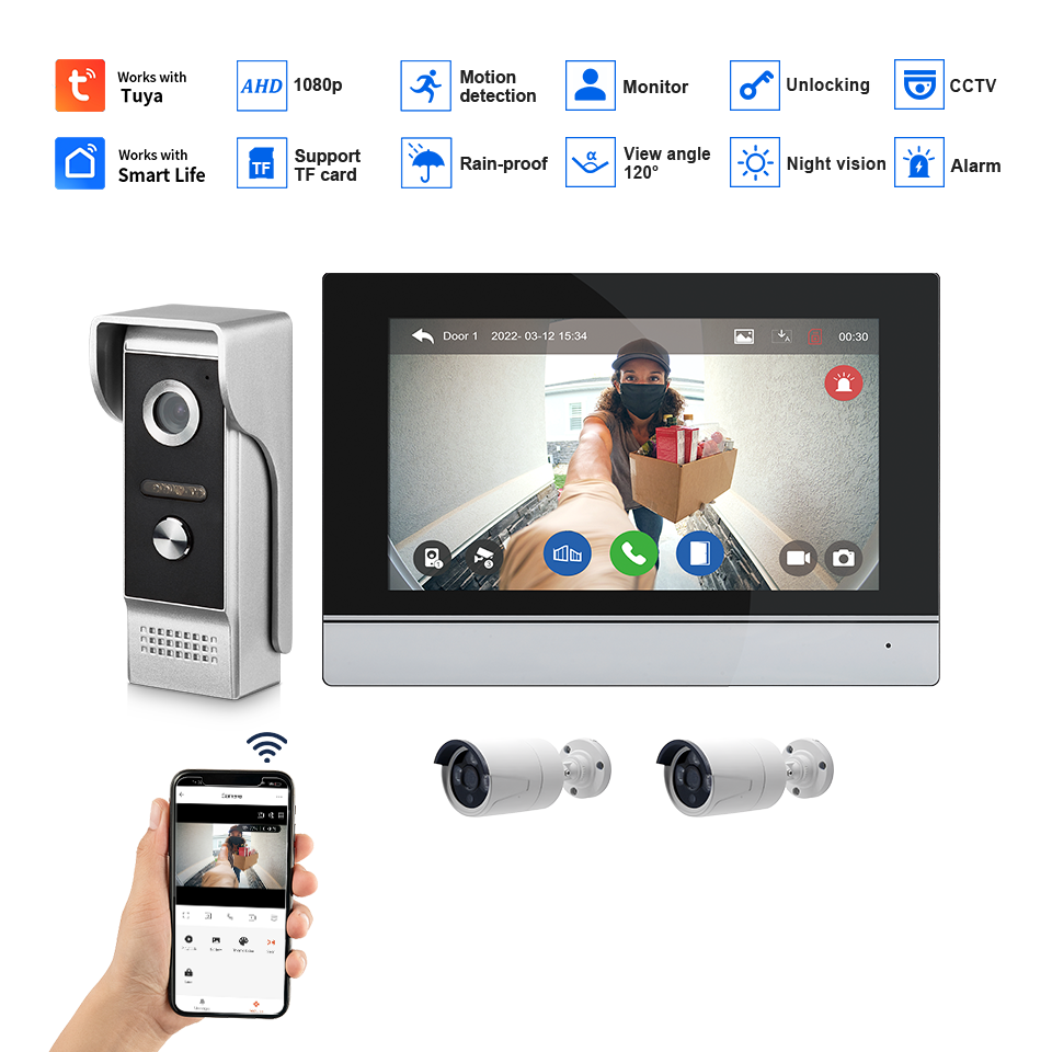 7Inch IPS Screen 2MP  Tuya Rem - Home Security News 评论和价格